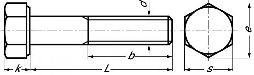 Vis à tête hexagonale partiellement filetée - Schéma