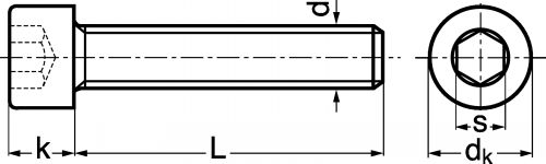 VIS A TETE CYLINDRIQUE SIX PANS CREUX ENTIEREMENT FILETEE - Schéma