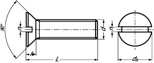 VIS A TETE FRAISEE FENDUE - INOX A2 - DIN 963 - ISO 2009 - Schéma