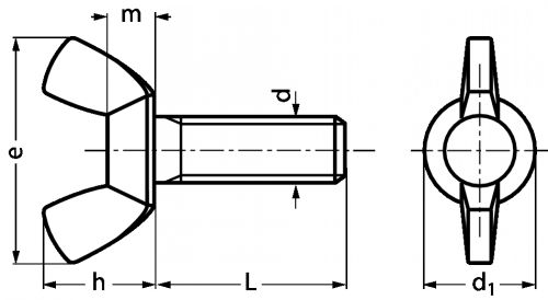 VIS A OREILLES FORME AMERICAINE - INOX A2 - Schéma