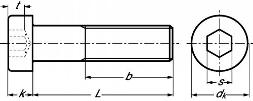 VIS A TETE CYLINDRIQUE BASSE SIX PANS CREUX - Schéma