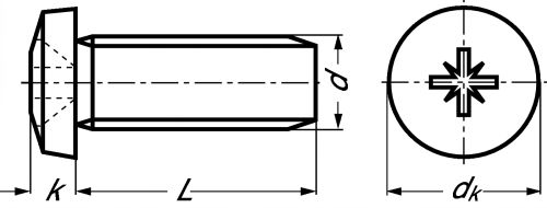 VIS AUTOTARAUDEUSES A TETE CYLINDRIQUE CRUCIFORME "POZIDRIV" - INOX A2 - DIN 7500 C - Schéma