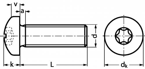 VIS A TETE CYLINDRIQUE BOMBEE SIX LOBES - Schéma