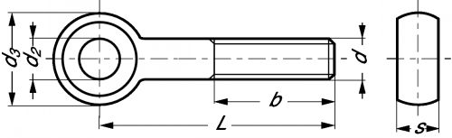 VIS A OEIL FORME B - INOX A2 - DIN 444 - Schéma