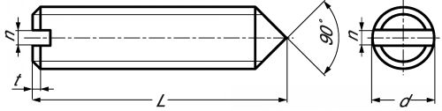 VIS SANS TETE FENDUE BOUT POINTU - INOX A1 - Schéma