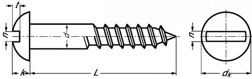 Vis à bois tête ronde fendue inox a2 - din 96 (Diagrama)