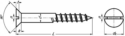 Slotted countersunk head wood screw - stainless steel a2 - din 97 inox a2 - din 97 (Schema)
