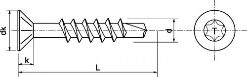 Vis à bois aggloméré à tête fraisée six lobes, autoperceuse inox a2 (Diagrama)