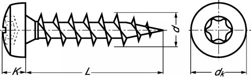 Vis à bois aggloméré à tête cylindrique six lobes inox a2 (Diagrama)