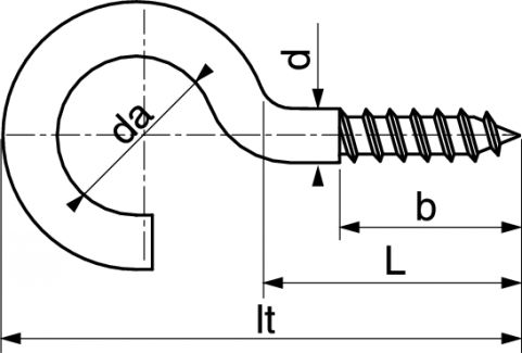 Crochet d'armoire à filetage bois inox a2 (Diagrama)