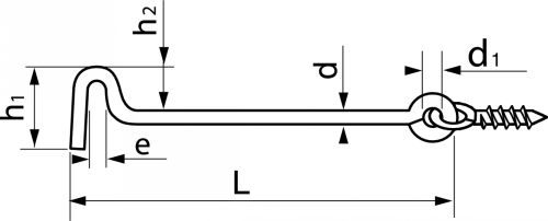 Gate hook - stainless steel a2 inox a2 (Schema)