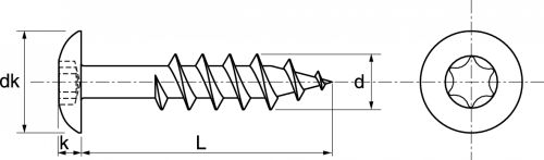 Vis facade &agrave; t&ecirc;te extra-large - six lobes