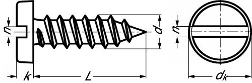 Slotted pan head tapping screw - stainless steel a2 - din 7971 - iso 1481 inox a2 - din 7971 - iso 1481 (Schema)