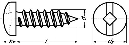 Square slotted pan head self tapping screw - stainless steel a2 - din 7981 inox a2 - din 7981 (Schema)