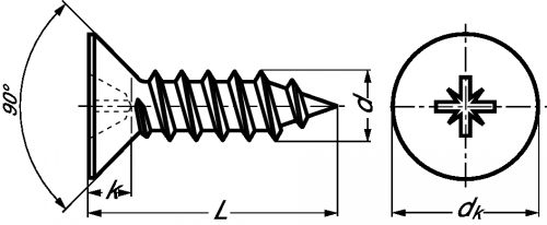 Vis à tôle tête fraisée cruciforme 