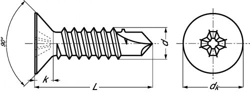 Self drilling screw countersunk head 