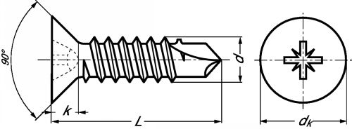 Self drilling screw countersunk head 