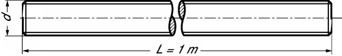 Left hand threaded rod - length : 1 m - stainless steel a2 - din 976 inox a2 - din 976 (Schema)