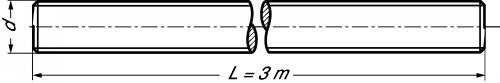 Threaded rod - length : 3m - stainless steel a2 - din 976 inox a2 - din 976 (Schema)