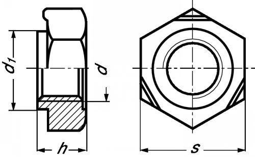 Ecrou à souder hexagonal à centrage inox a2 - din 929 (Schéma)