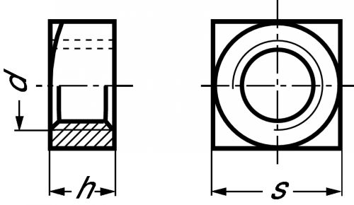 Square nut - stainless steel a2 - din 557 inox a2 - din 557 (Schema)