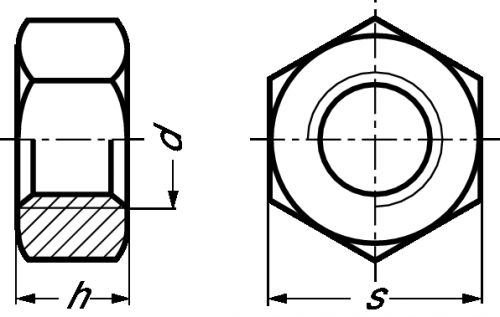 Ecrou hexagonal autofreiné tout métal inox a2 - similaire din 980 (Schéma)