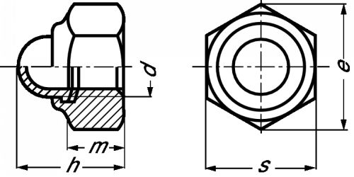 Ecrou borgne autofreiné à bague nylon inox a2 - din 986 (Diagrama)