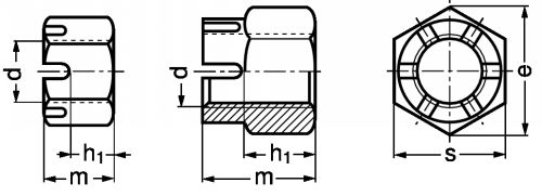 Slotted and castellated hexagon nut - stainless steel a2 - din 935 inox a1 - din 935 (Schema)