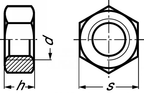 Ecrou hexagonal (hu) h = 0,8 d pour haute température (800° c) aisi 310 - din 934 - iso 4032 (Schéma)