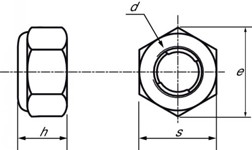 Ecrou frein hexagonal à bague métal inox a2 (Diagrama)