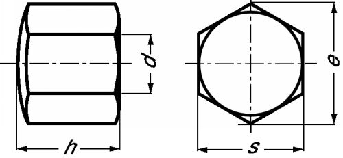 Ecrou hexagonal borgne bas selon din inox a2 - din 917 (Schéma)