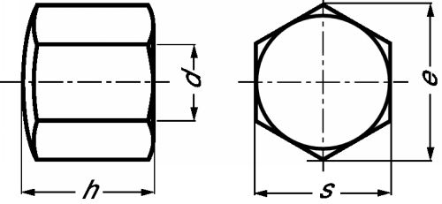 Hexagon thin cap nut - stainless steel a2 - din 917 inox a2 - din 917 (Schema)