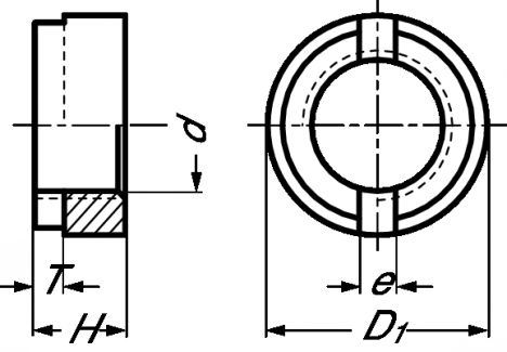 Slotted round nut - stainless steel a2 - din 546 inox a1 - din 546 (Schema)