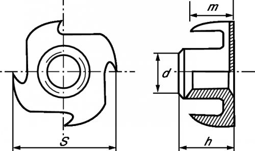 T-nut - stainless steel a2 inox a2 (Schema)