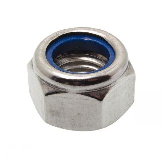 Ecrou frein hexagonal pas fin à bague nylon inox a2 - din 985