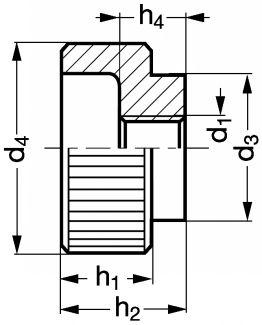 Knurled thumb nut - stainless steel a2 inox a2 (Schema)