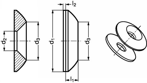 Rondelle cuvette avec embase polyamide blanc inox a1 (Schéma)