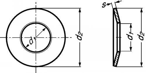 Conical spring washer - stainless steel a2 - din 6796 inox a2 - din 6796 (Schema)