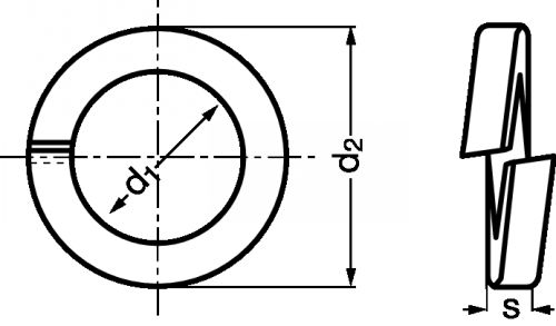 Spring lock washer square section - stainless steel a2 - din 7980 inox a1 - din 7980 (Schema)