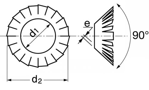 Serrated lock washer external teeth type 