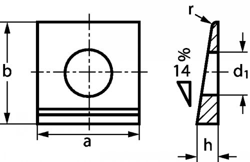 Plaquette oblique inox a2 - din 435 (Schéma)