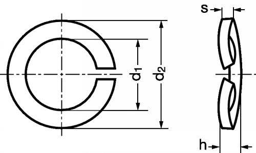 Rondelle élastique ondulée fendue inox a1 - din 128 a (Diagrama)