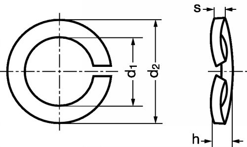 Rondelle élastique ondulée fendue inox a1 - din 128 a (Schéma)