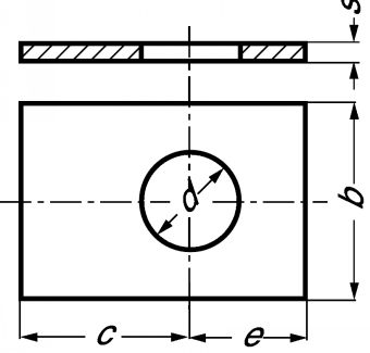 Rectangular tab washer - stainless steel a2 - nf e 25-540 inox a2 - nf e25-540 (Schema)