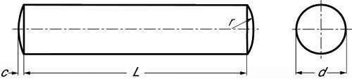 Cylindrical pin - stainless steel a1 - din 7 - iso 2338 inox a1 - din 7 (similaire à iso 2338, nfe-484, uni 1707) (Schema)