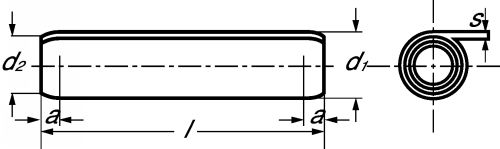 Spring-type straight pin - stainless steel a2 - iso 8750 inox a2 - iso 8750 (Schema)