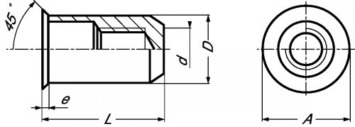 Ecrou à sertir borgne cylindrique lisse tête fine affleurante inox a2 (Diagrama)