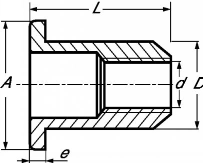 Flat head rivet nut - stainless steel a2 inox a2 (Schema)