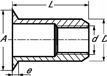 Ecrou à sertir cylindrique lisse tête fraisée inox a2 (Diagrama)