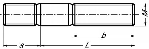 Goujon fileté (a = m) inox a2 - din 938 (Schéma)